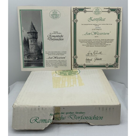 At The Water Tower Collector Plate COA and Box 1992 Helmut Glossl Artist Germany - Picture 13 of 14